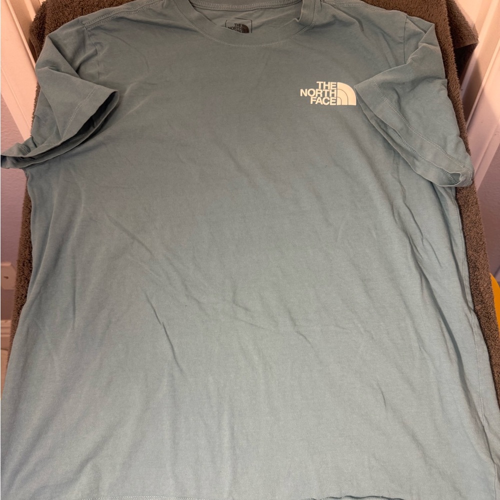The North Face Men's Short Sleeve Tee in Light Teal with White Logo